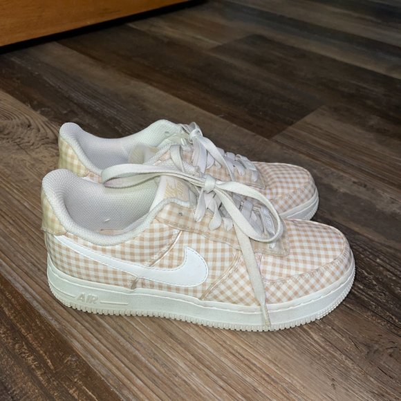 womens air force 1 low qs gingham pack beige